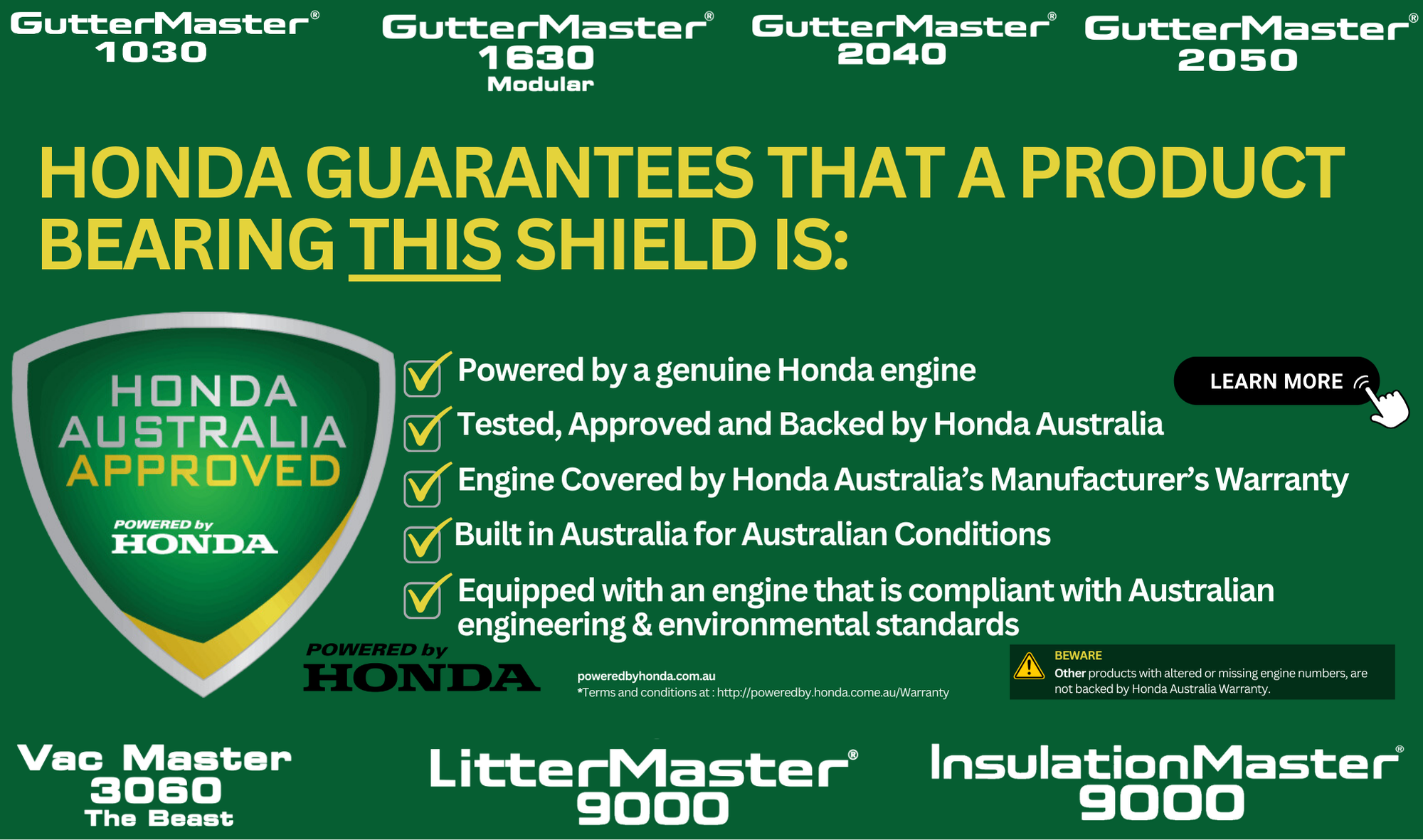Our Litter Master® 9000 is Honda Match Tested and Approved